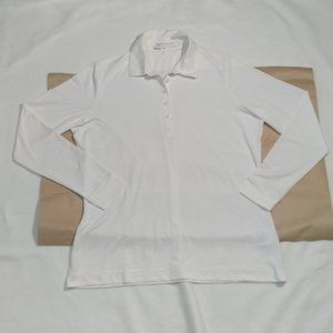 Nike Golf Sport Dri-fit Large Women's Polo Long Sleeve Shirt Button Neck White